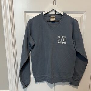 Blue Crewneck Sweatshirt with Ribbed Cuffs